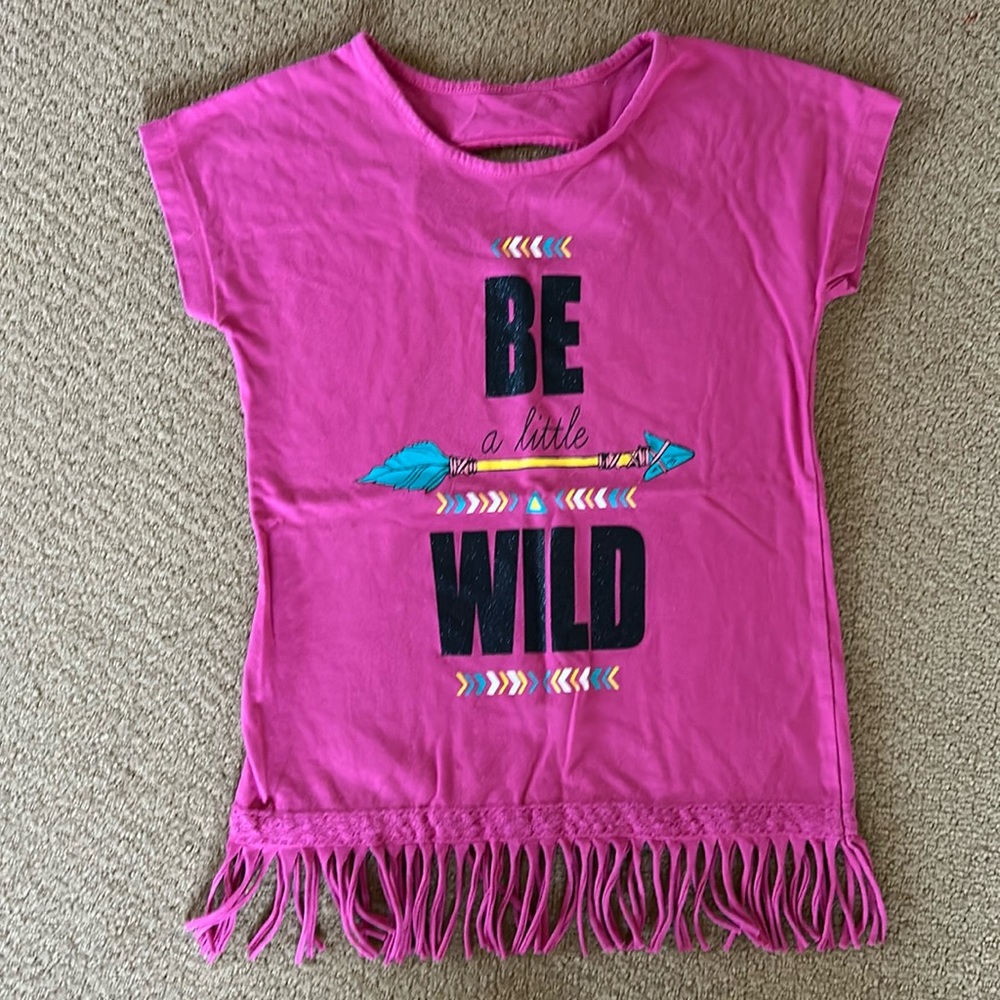 Girls boutique top with fringe sz 7/8 small